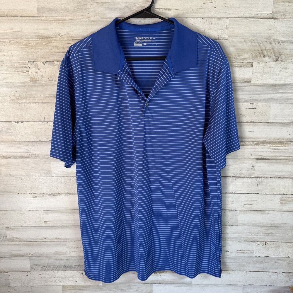 Nike Golf Dri-Fit Polo Shirt Tour Performance Short Sleeve Blue Men's Large
